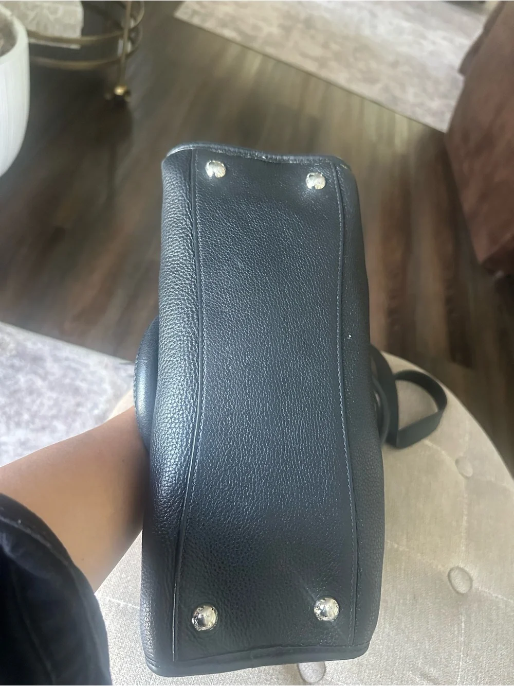 Prada Black Pebbled Leather Messenger Bag with Silver-Tone Hardware